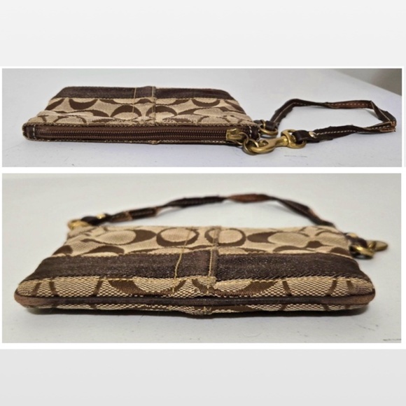VTG Coach Coin Purse Wristlet Womens Small Signature C Logo Brown Canvas Gold - Picture 13 of 16